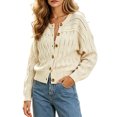 thumbnail image 2 of Xdegoge Crop Cardigan for Women Long Sleeve Button Down Pointelle Hollow Out Lightweight Knit Sweater Casual Cozy Fall Outerwear, 2 of 6