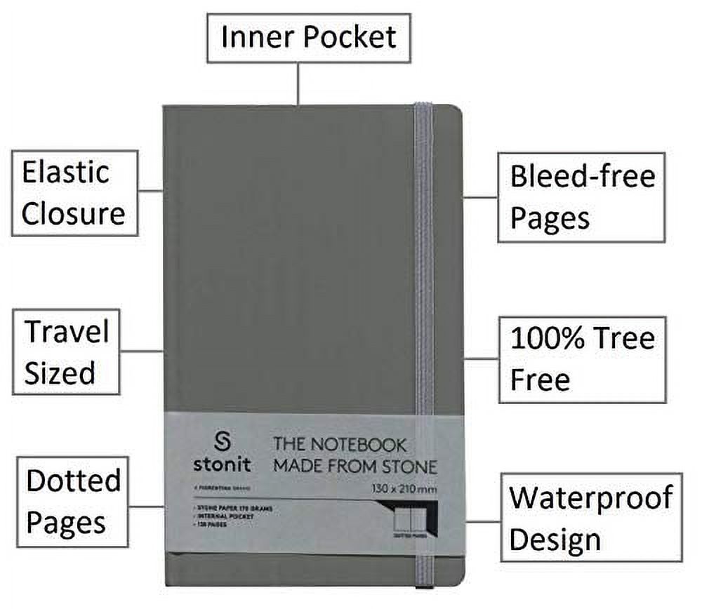 Stonit Stone Paper Notebook – Hardcover Dotted Journal, Waterproof & Tree-Free (Black) - View #5