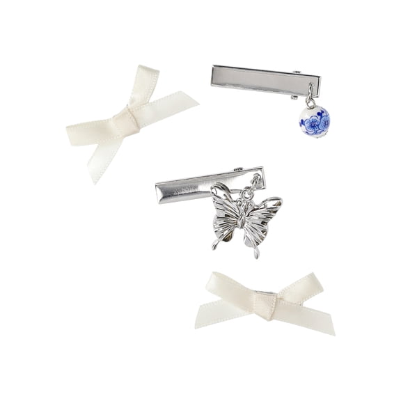 No Boundaries Bow Charm Hair Clip Set, 4-Piece, Women's