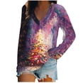 thumbnail image 2 of Christmas Shirts for Women Long Sleeve V Neck Pullover Holiday Blouses Party Ready Comfort Fit Seasonal Print Going Out Tops, 2 of 5