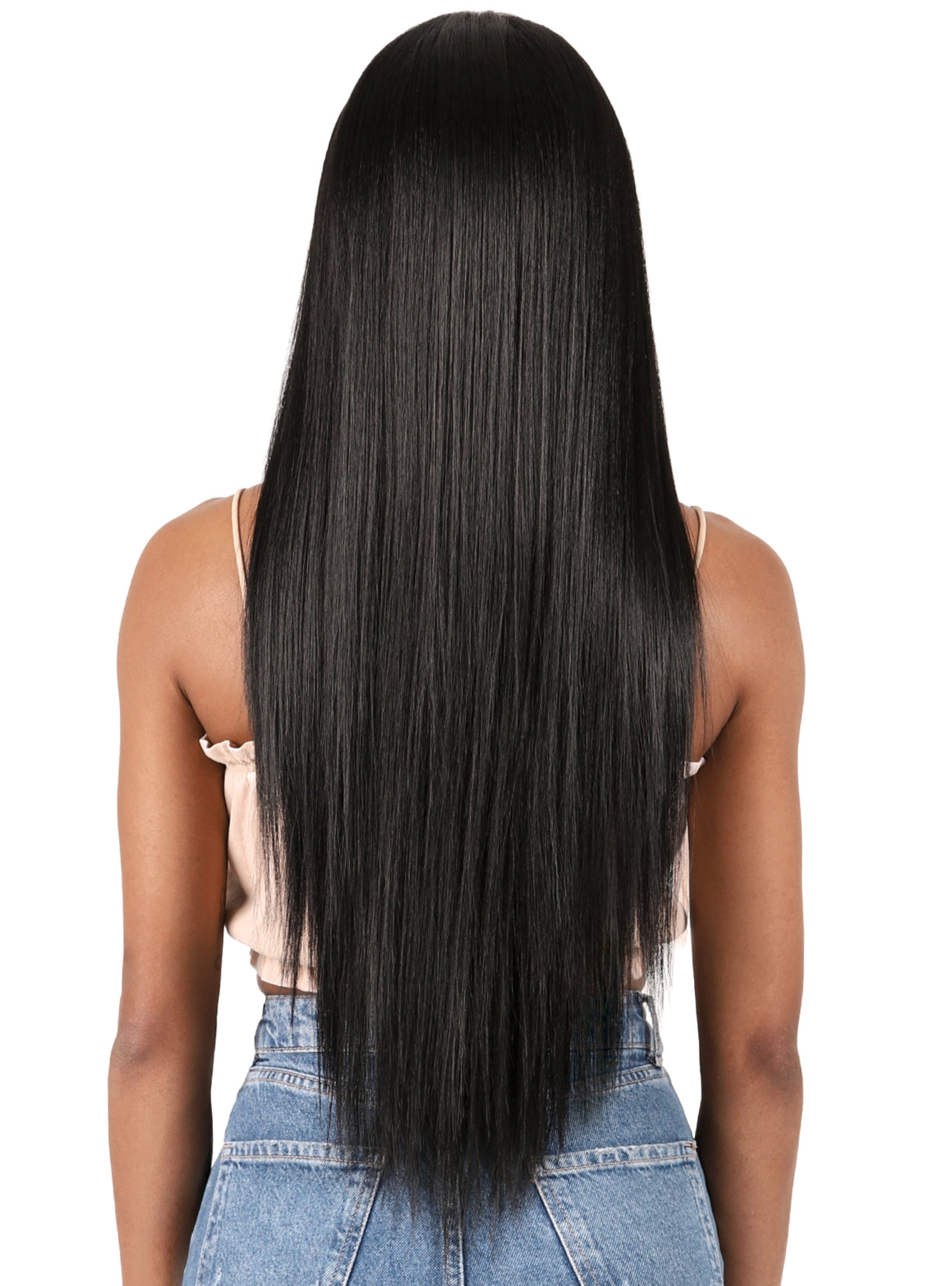 Forever Flourish Synthetic HD Slay Lace Deep Part Wig 32 Inch Long Straight Color 1B