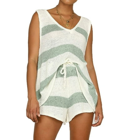 

Skksst Womens Striped Print Summer Sleepwear Two Pieces Loungewear Pajamas Pjs