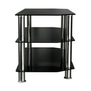 Mount-it! Glass TV Stand For Flat Screen Televisions Fits 40-60 Inch TVs, Black