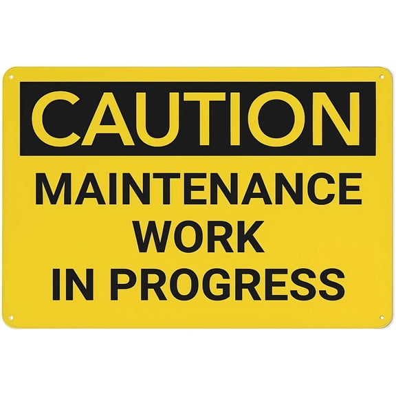 Caution Maintenance Work in Progress Sign 8"x12" - Home Kitchen Farm Garden Garage Wall Decor, Maintenance Progress Sign