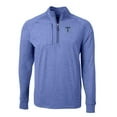 thumbnail image 2 of Men's Cutter & Buck  Heather Blue Tulsa Drillers Adapt Eco Knit Heather Big & Tall Quarter-Zip Pullover Top, 2 of 3