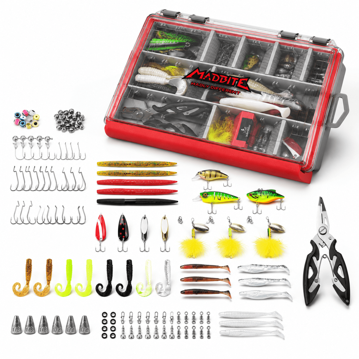 143-Piece Freshwater Fishing Lure Kit with Tackle Box and Pliers for Trout Panfish and Bass