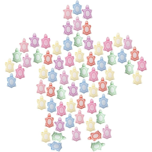 1 Box 300Pcs Turtle Beads Bulk Colorful Acrylic Tortoise Charms Carved Sea Ocean Animal Spacer Beads Elastic Thread for Bracelets Necklaces Earrings DIY Jewerly Making Random Color