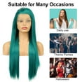 thumbnail image 6 of Unique Bargains Lace Front Wigs for Women 24" Blackish Green Long Straight Hair with Wig Cap, 6 of 6