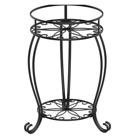Coduop Tall Metal Plant Stand, 2 Tier Wrought Iron Flower Pot Rack Shelf for Garden Balcony Patio