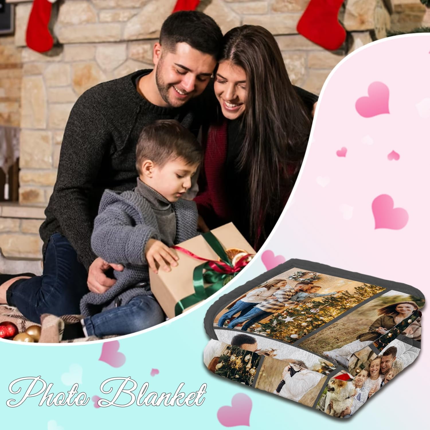 Custom Blanket with Photo Personalized Blankets and Throws Picture Blanket for Mothers Day Birthday Customized for Mom Dad Couple Girlfriend Boyfriend Wife Husband Blankets