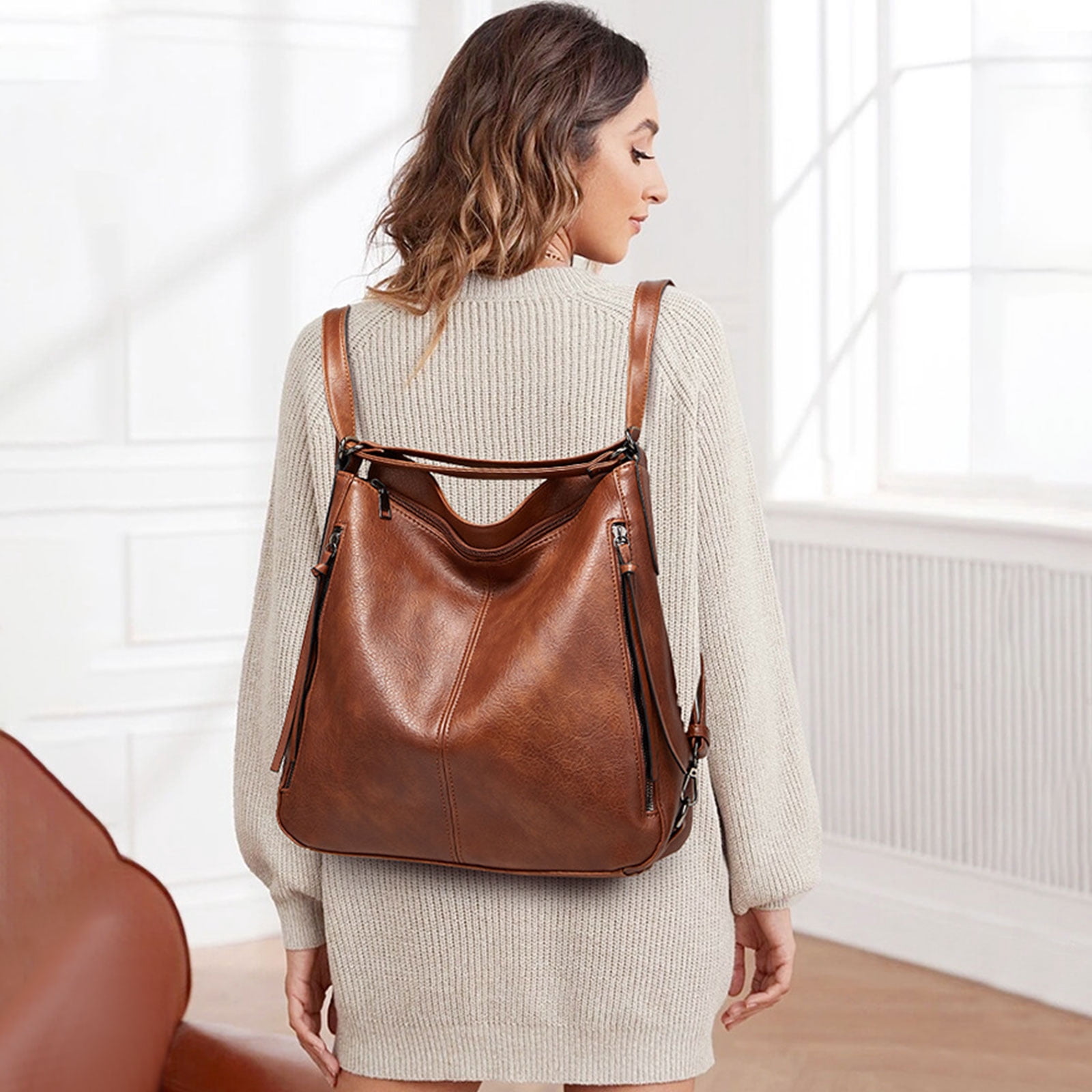 Kabaqoo Leather Shoulder Bag for Women, 3pcs Crossbody Purses Tote Satchel