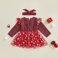 thumbnail image 5 of Douhoow Toddler Baby Girls Christmas Tulle Dresses Long Sleeve Ruffle Plaid Dress, 5 of 9