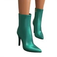 thumbnail image 4 of UngA Casual Boots for Women Women's Suede Knee High Boots Pointed Toe Comfortable Block Heel Side Zipper Riding Boots Green,5.5, 4 of 7