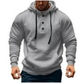 thumbnail image 2 of Aobny Y2K Hoodies Gray Button Up Hooded Henley Shirt Men Plus Size Fall Tops,S, 2 of 5