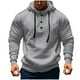 thumbnail image 2 of Sudadera con capucha para hombre, color liso, a la moda, con bolsillo, botón, cordón, informal, deportiva, de manga larga, cárdigan con capucha, sudadera para hombre, blusa de poliéster, 2 of 5