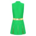 thumbnail image 4 of inhzoy Women's Cheerleading Uniforms Metallic Cheer Leader Pleated Leotard Dress Green M, 4 of 7