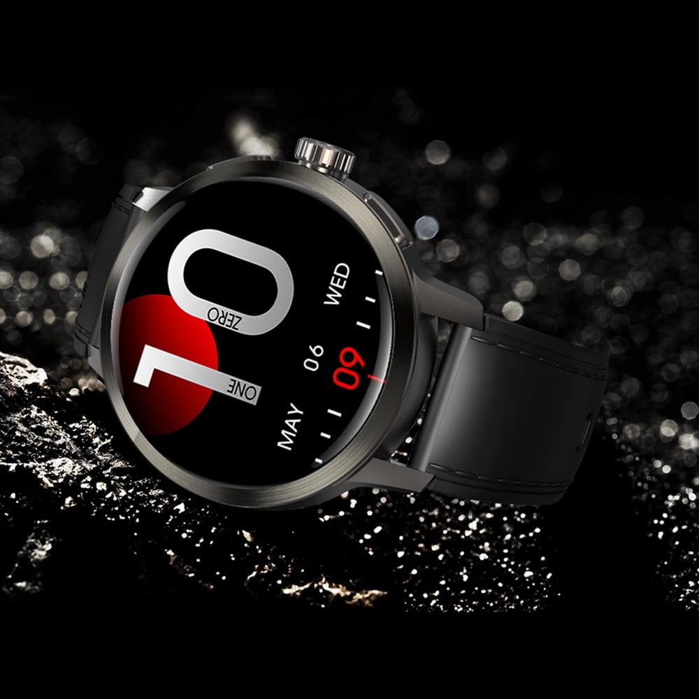 Rainbuvvy DM82 4G Smart Watch 1.75 Inch AMOLED Round Screen 2GB+16GB Android 8.1 Independent GPS+Beidou Positioning 1520mAh Sleep Monitoring Fitness Tracker Outdoor Sports Watch Grey leather strap