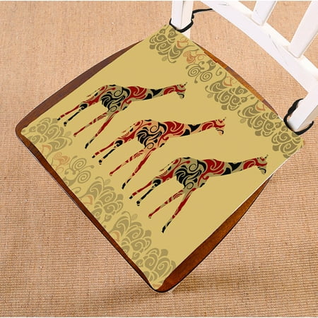 

PHFZK Animal Chair Pad Cute Giraffes in the Ethnic Style Seat Cushion Chair Cushion Floor Cushion Two Sides Size 16x16 inches