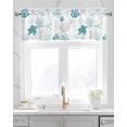 thumbnail image 2 of Coastal Turquoise Turtle Linen Curtain Valance for Bedroom/Bathroom/Kitchen/Office/Living/Dining Room Windows,Watercolor Gradient Coral Shell White Pocket Topper Drapes Decorative Cafe Drapery 54x18, 2 of 6