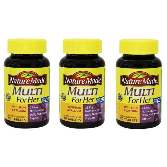 Nature Made w/ Iron & Calcium D3 Dietary Supplement Tablets, 90ct, 3-Pack