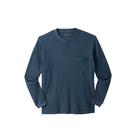 Boulder Creek By Kingsize Men's Big & Tall Thermal Pocket Longer-Length Henley Long Underwear Top