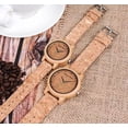 thumbnail image 3 of Reloj analógico Bobo Bird M11 de bambú para hombre con correa de corcho, color marrón con bisel, color beige, fondo marrón, 3 of 8