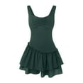 thumbnail image 6 of Pimfylm Women's Regular-Fit Cotton Sateen Smocked Bodice Short Dress Green, S, 6 of 7