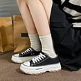 thumbnail image 3 of Women Platform Canvas Sneakers Lace Up Casual Thick Sole Casual Shoes, 3 of 7