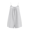 thumbnail image 6 of RYDCOT Cotton Linen Rompers for Women Casual Sleeveless Short Overalls Spaghetti Strap Shorts Jumpsuit with Pockets White, 6 of 6