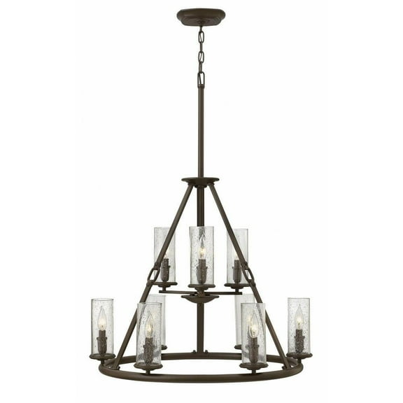 Farmhouse Nine Light Chandelier in Oil Rubbed Bronze Finish Bailey Street Home 81-Bel-1802434