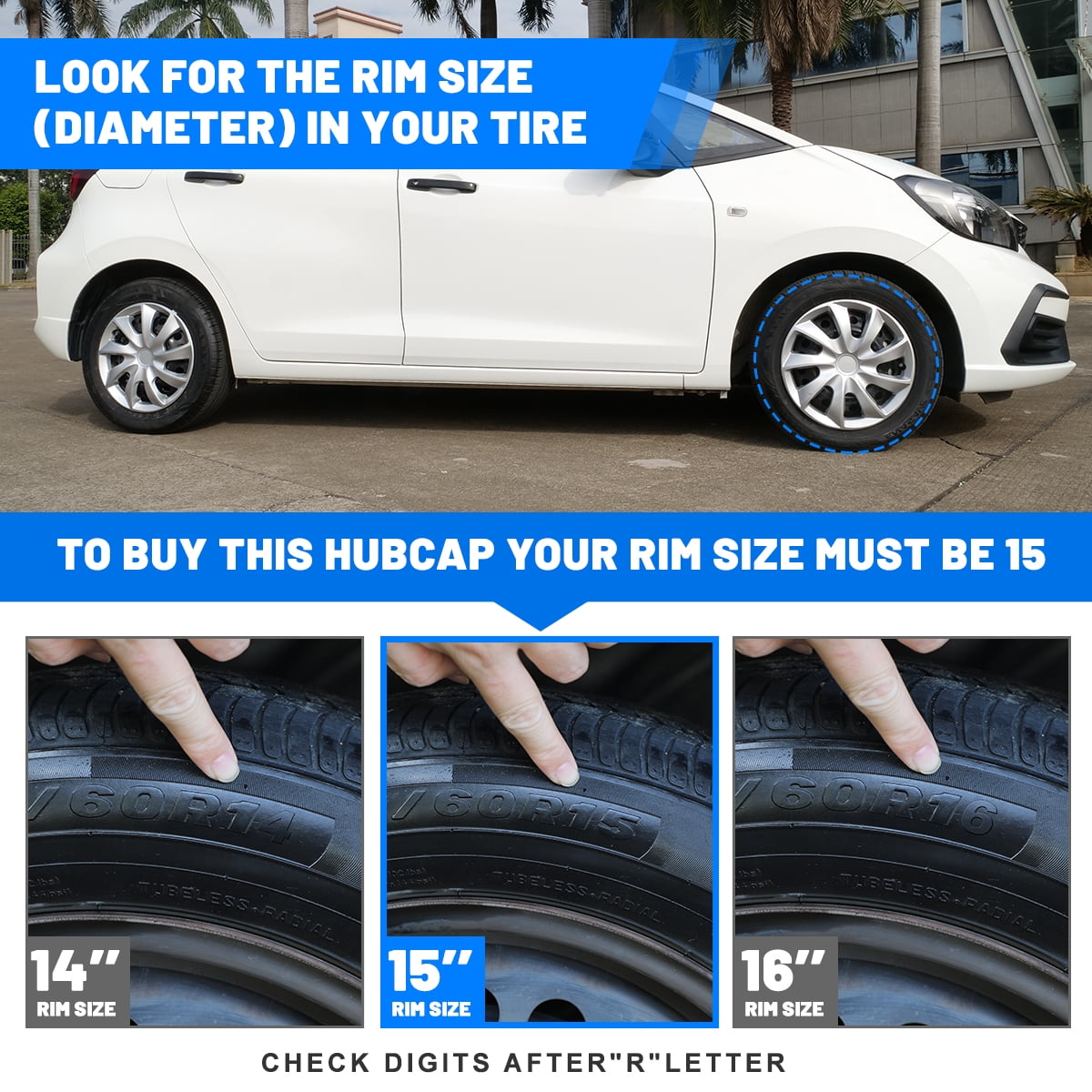 15 Inch Hubcaps [Only Fit Iron Hub - Steel Wheel] Universal Wheel Rim Cover (Set of 4) Hub Caps Replacement for Car Truck SUV (15 Inch, Silver Lacquer)