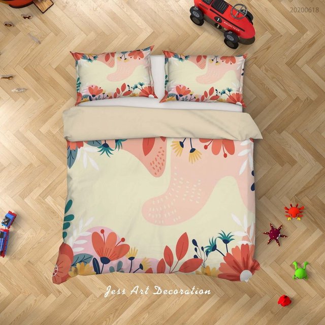 3D Rojo Floral Funda de edredón Set Ropa de cama Set Funda de edredón Fundas de almohada Sf43