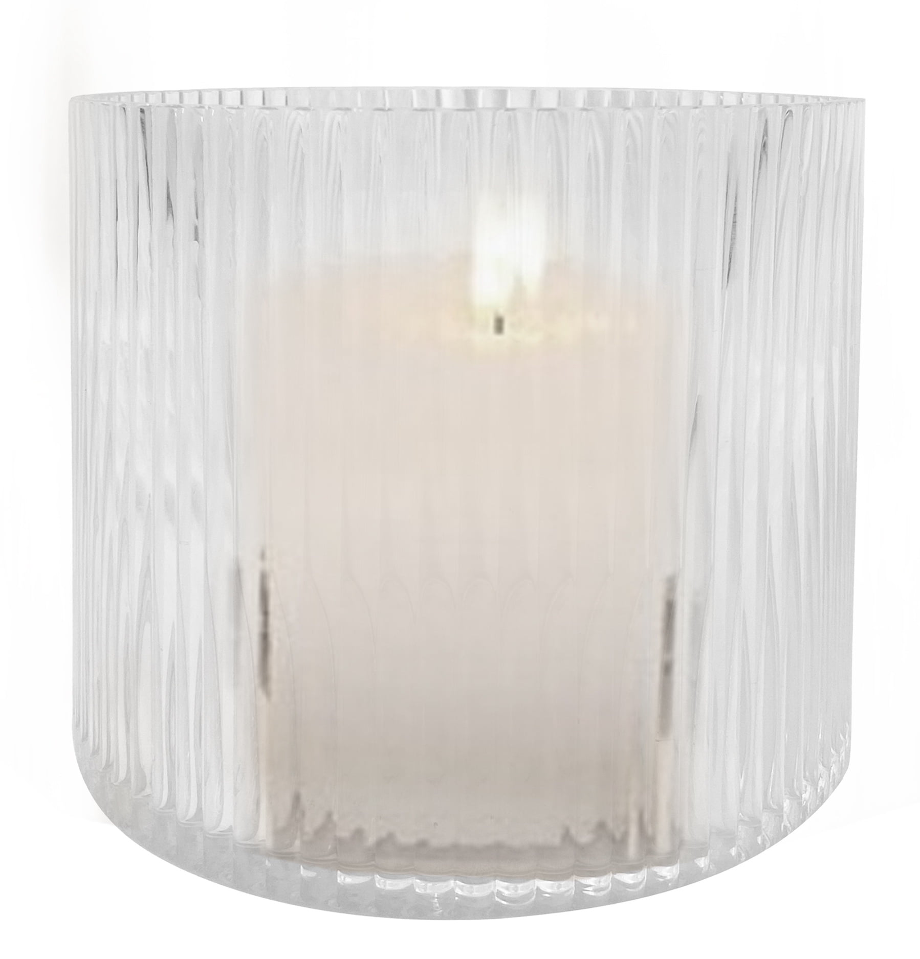 Better Homes & Gardens Clear Glass Ribbed Hurricane Candleholder, 5", Medium