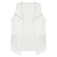 thumbnail image 5 of TiaoBug Women Cowgirl Costume Sleeveless Fringe Waistcoat Cowboy Tassel Vest Hat Bandana Outfits White L, 5 of 7