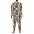 thumbnail image 5 of Mens Pajamas Set - Cartoon Bear Comfy Long Sleeve Button Up Pajama Sets for Men 2 Piece, Soft Sleepwear Nightwear Pjs Lounge Sets for Men with Pockets, 5 of 5