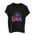 thumbnail image 2 of Fartey USA Flag Shirt for Women 4th of July Patriotic T Shirts Independence Day Graphic Tees Summer Short Sleeve Crew Neck Tshirts Dressy Casual Party Tops Black L, 2 of 3