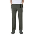 thumbnail image 2 of Pantalones largos para hombre, informales, a la moda, con cintura elástica, lisos, para exteriores, con botones y cremallera, con cinturón, pantalones largos de poliéster., 2 of 4