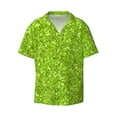 thumbnail image 3 of Cauagu Lime green glitter Men's Short Sleeve Button Down Hawaiian Shirt for Men Bowling Shirts Casual Summer Beach Shirt,X-Large, 3 of 6