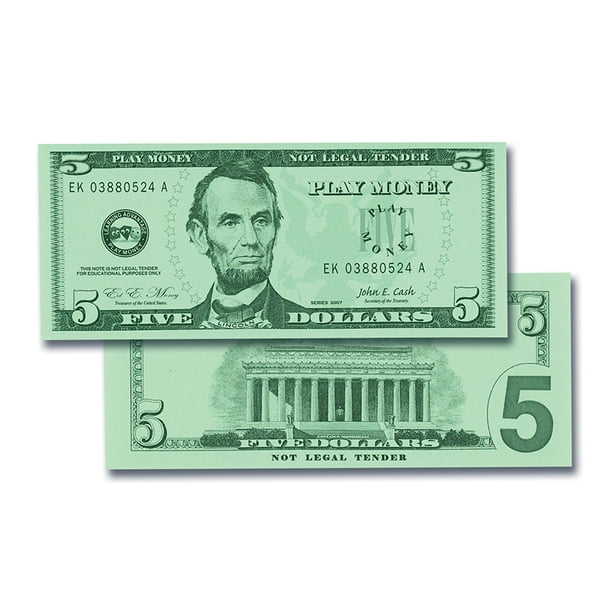 Play Bills - $5 Bills - Set of 100 | Bundle of 10 Each - Walmart.com