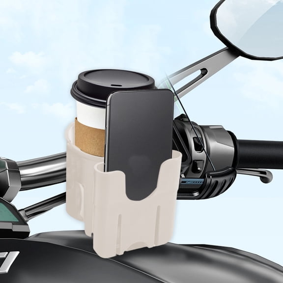 Universal Bicycle Cup Holder with Phone Mount, Adjustable Water Bottle Holder for E-Bike, Scooter and Bicycle, Coffee Cup and Milk Tea Carrier for Daily Commuting, Travel and Riding, White
