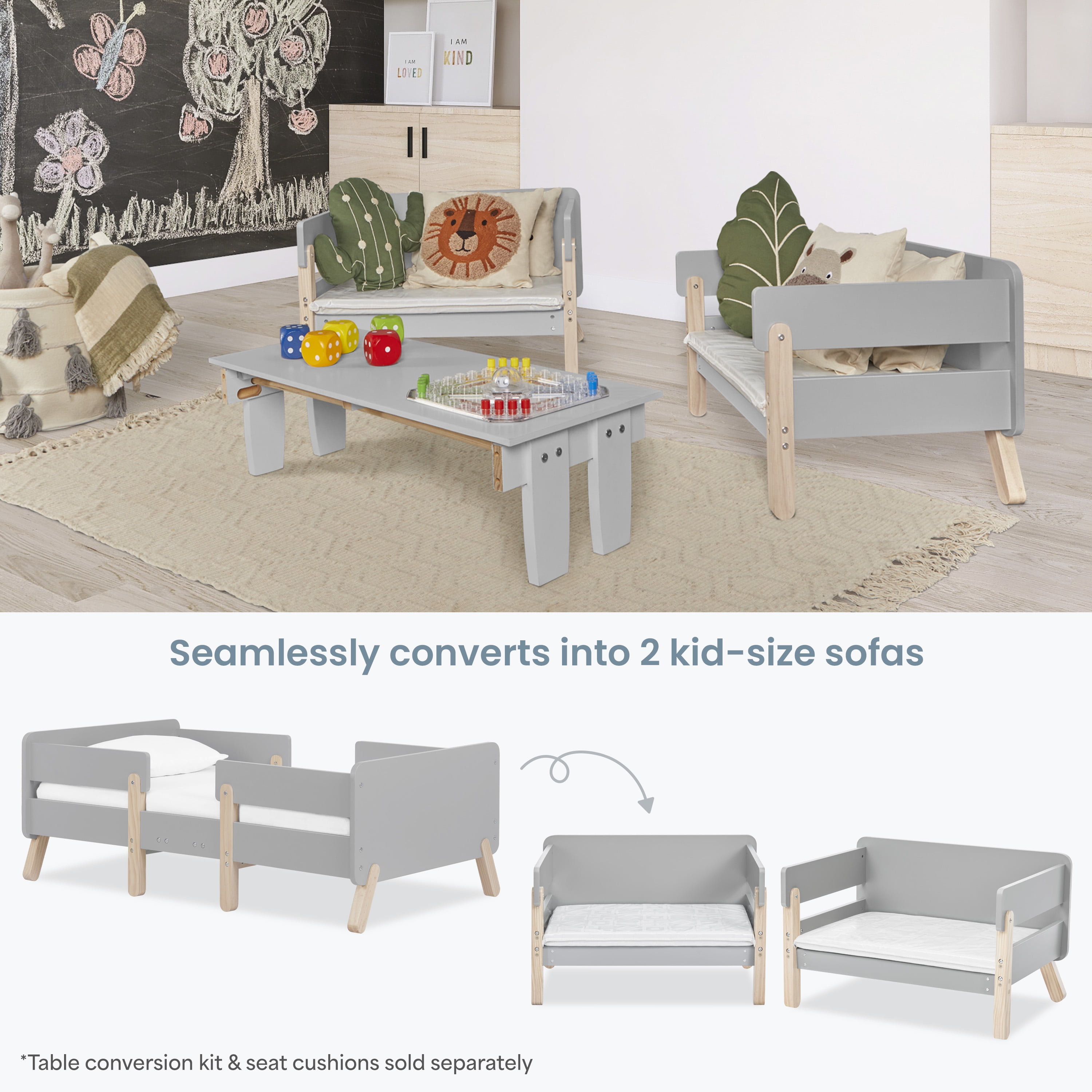 JPMA & Greenguard Gold Certified Dream on Me Osko Convertible Toddler Bed made with Sustainable New Zealand Pinewood, Gray