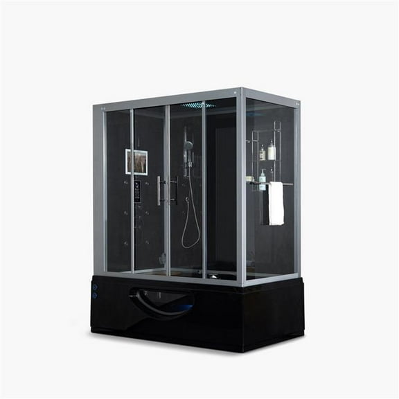 Maya Bath 110 71 x 38 x 88 in. Catania Left Steam Shower, Black