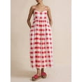 thumbnail image 5 of Yunliwuli Women Cami Dress Plaid/Print V-Neck Spaghetti Straps Sleeveless Backless A-line Dress Long Dress, 5 of 10