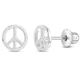 thumbnail image 1 of Boucles d'Oreilles pour Enfants / Enfants / Filles à Vis avec Signe de Paix Rétro - Argent Sterling, 1 of 4