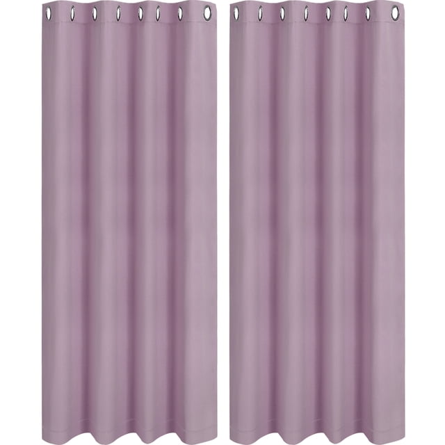 Unique Bargains 2pcs Blockout Thermal Insulated Grommet Window Curtain Panel Valance Darkening Drapes