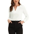 thumbnail image 1 of INSPIRE CHIC Blouse de Travail de Bureau pour Femmes à Manches Longues à Col en V Blouses m Blanc, 1 of 6