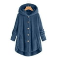 thumbnail image 2 of Womens 2025 Winter Coats Bed Jacket Plus Size Fuzzy Fleece Coat Cozy Button Jacket Polyester Double-Plush Breathable Brushed Inner Layer Roomy Hood Women's Outerwear Jackets & Coats, 2 of 5
