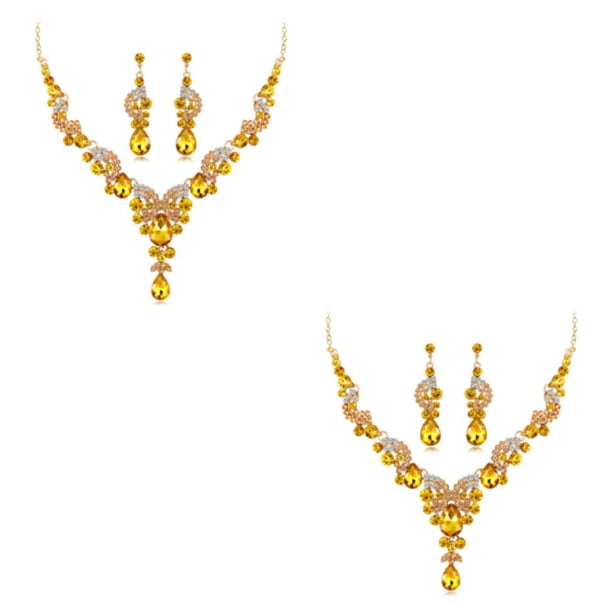 Qarigey 3 unids/set de collar de aleación para mujer, elegante collar de diamantes de imitación nupcial para mujer, pendiente de boda para Type1 NO1