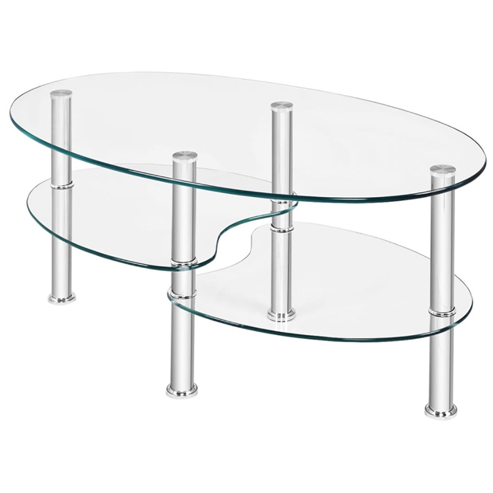 Finihen Glass Coffee Table, Oval Coffee Table, Tempered Glass Oval Side Coffee Table, for Living Room, Reception Room, Transparent Finihen Glass Coffee Table, Oval Coffee Table, Tempered Glass Oval Side Coffee Table, for Living Room, Reception Room, Transparent