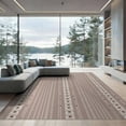 thumbnail image 2 of ODIKA 8'x10' Tan Beige Geometric Striped Bohemian Washable Area Rug Modern Vertical Bands With Circular Motifs Non-Slip Chair-Friendly Mat for Dining Room, Large Office, Lounge, 2 of 7